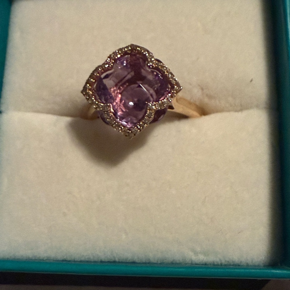Effy Amethyst And Diamond Ring Size 7